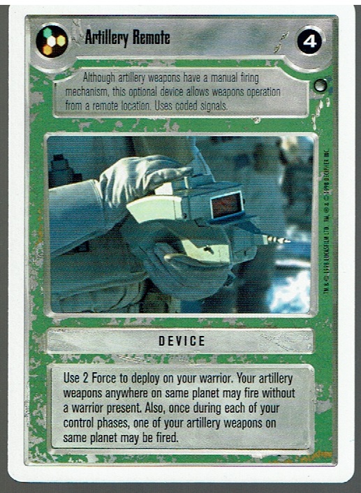 STAR WARS CCG HOTH WHITE BORDER LIGHT SIDE RARE ARTILLERY REMOTE ex