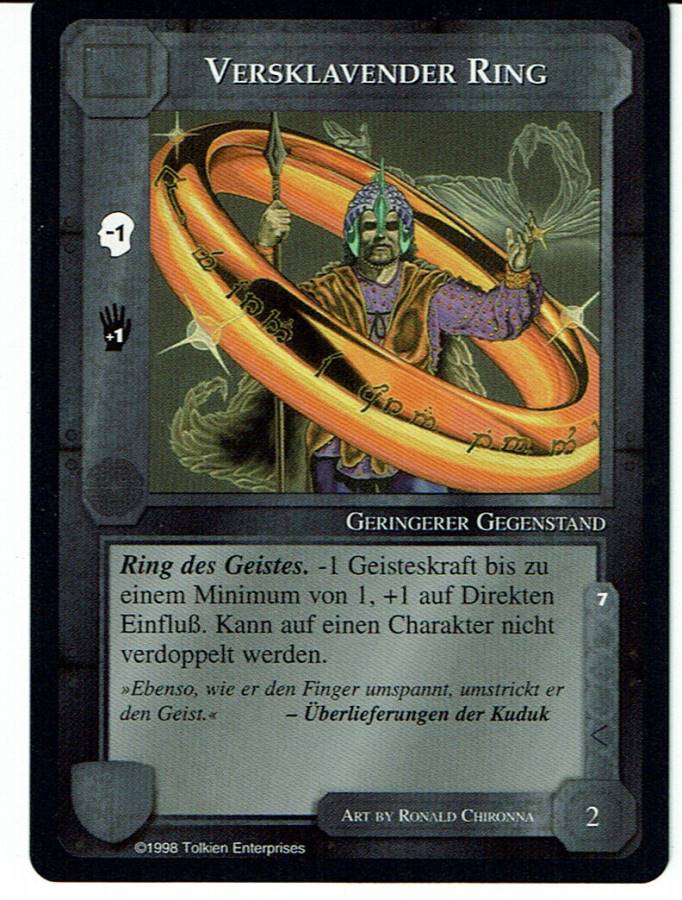 MIDDLE EARTH AGAINST THE SHADOW GERMAN THRALL RING / VERSKLAVENDER RING