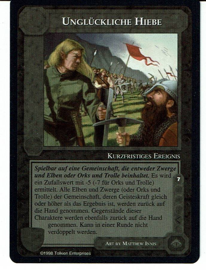 MIDDLE EARTH AGAINST THE SHADOW GERMAN UNHAPPY BLOWS / UNGLUCKLICHE HIEBE