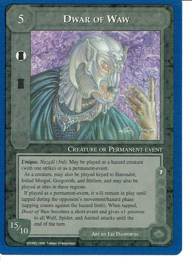 MIDDLE EARTH BLUE BORDER PREMIER RARE CARD DWAR OF WAW grade ex