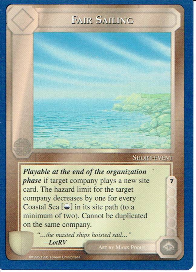 MIDDLE EARTH BLUE BORDER PREMIER RARE CARD FAIR SAILING ex