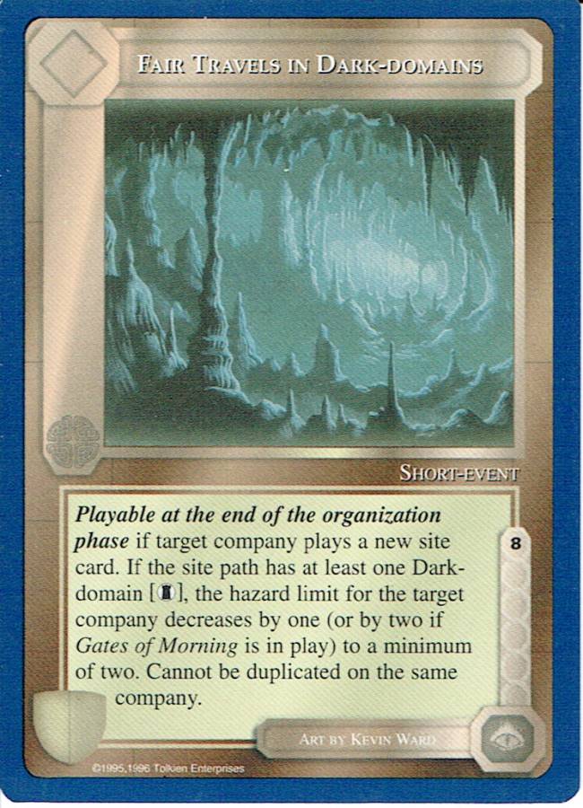 MIDDLE EARTH BLUE BORDER PREMIER RARE CARD FAIR TRAVELS IN DARK-DOMAINS ex