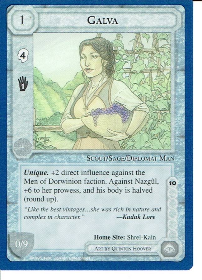 MIDDLE EARTH BLUE BORDER PREMIER RARE CARD GALVA ex