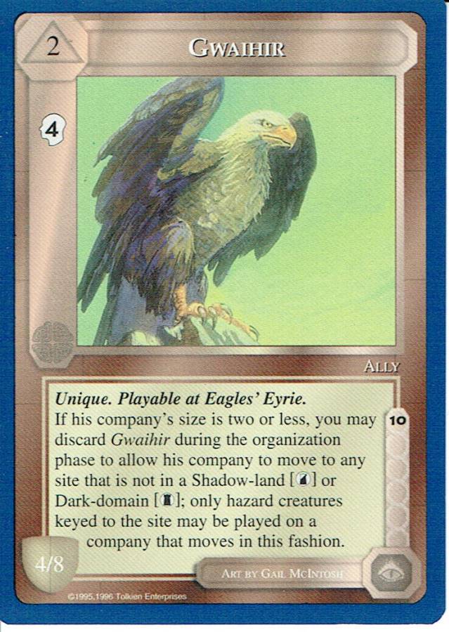 MIDDLE EARTH BLUE BORDER PREMIER RARE CARD GWAIHIR ex