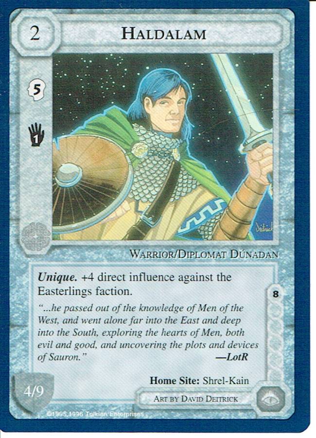 MIDDLE EARTH BLUE BORDER PREMIER RARE CARD HALDALAM