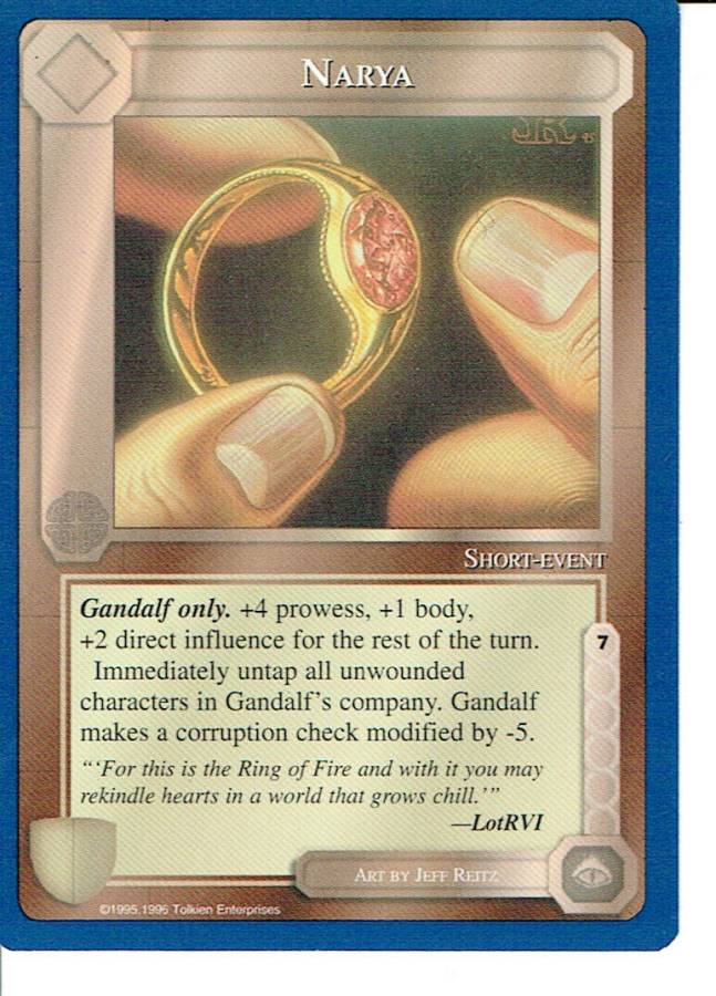 MIDDLE EARTH BLUE BORDER PREMIER RARE CARD NARYA, ex