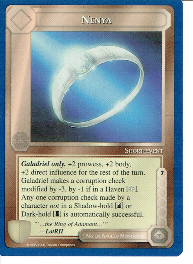 MIDDLE EARTH BLUE BORDER PREMIER RARE CARD NENYA, ex