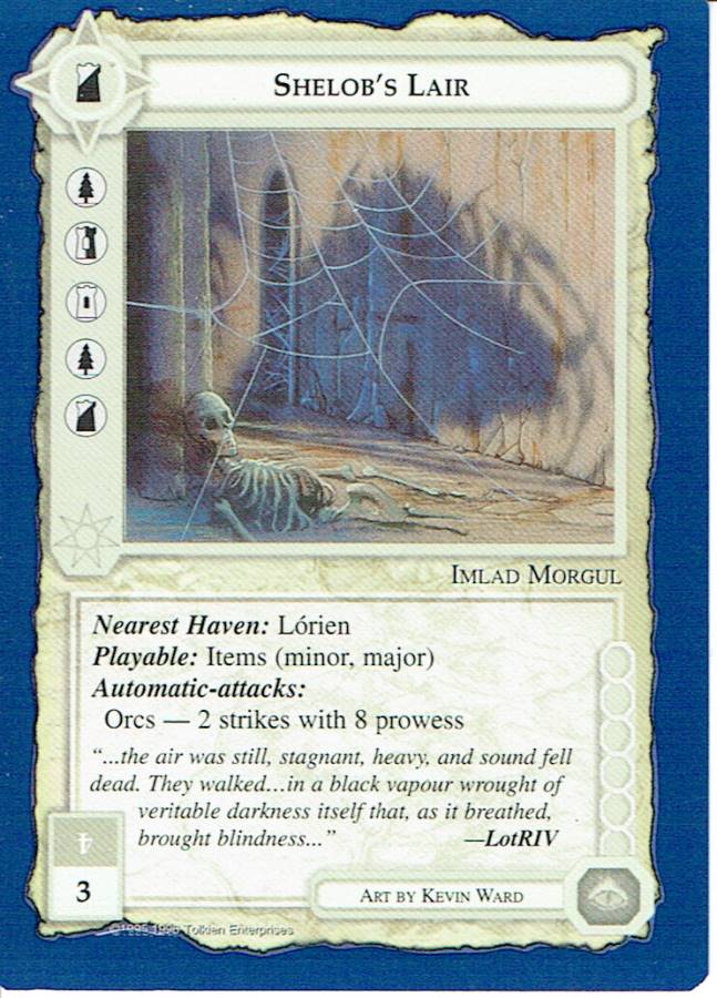 MIDDLE EARTH BLUE BORDER PREMIER RARE CARD SHELOB'S LAIR ex