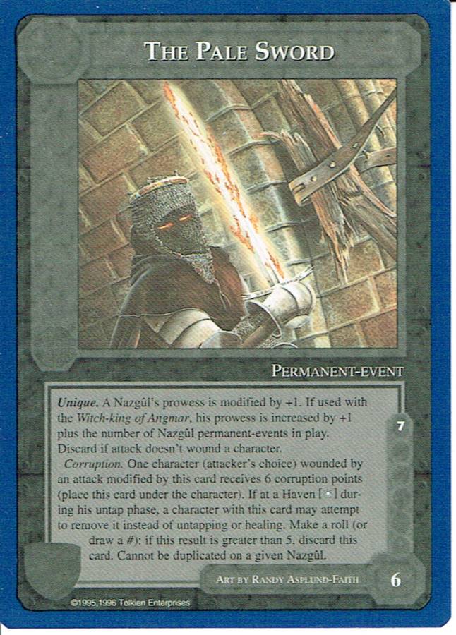 MIDDLE EARTH BLUE BORDER PREMIER RARE CARD THE PALE SWORD ex