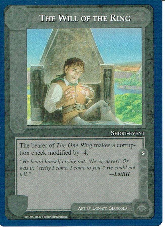 MIDDLE EARTH BLUE BORDER PREMIER RARE CARD THE WILL OF THE RING ex