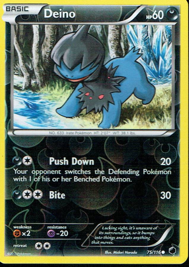 POKEMON PLASMA FREEZE EXPANSION REVERSE HOLO CARD 75/116 DEINO grade nm