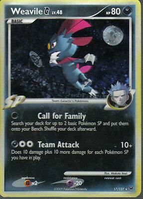 POKEMON PLATINUM EXPANSION RARE FOIL CARD 17/127 WEAVILE grade 8/10