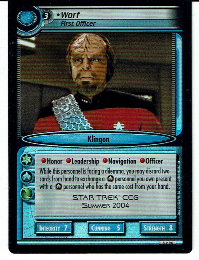STAR TREK CCG 2E PROMO CARD 0P24, WORF (foil)