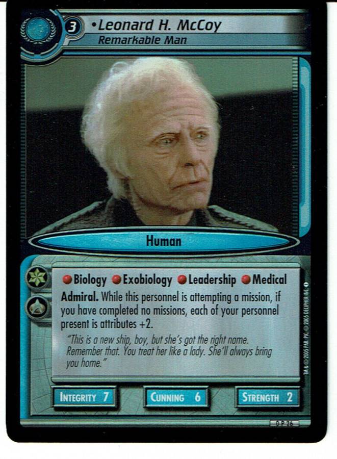 STAR TREK CCG 2E PROMO CARD 0P26, LEONARD H. MCCOY (foil)