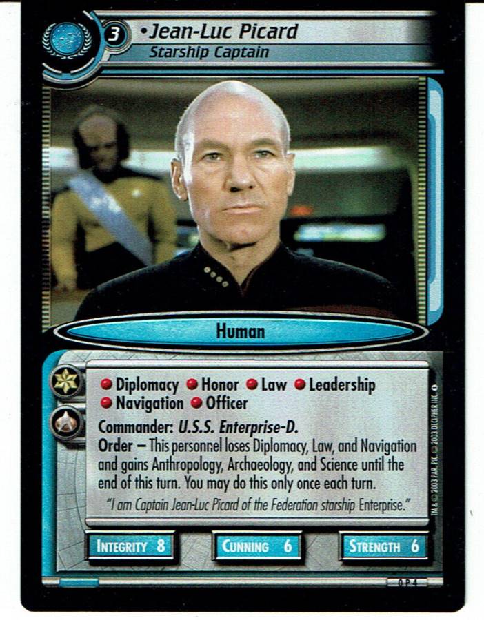 STAR TREK CCG 2E PROMO CARD 0P4, JEAN-LUC PICARD