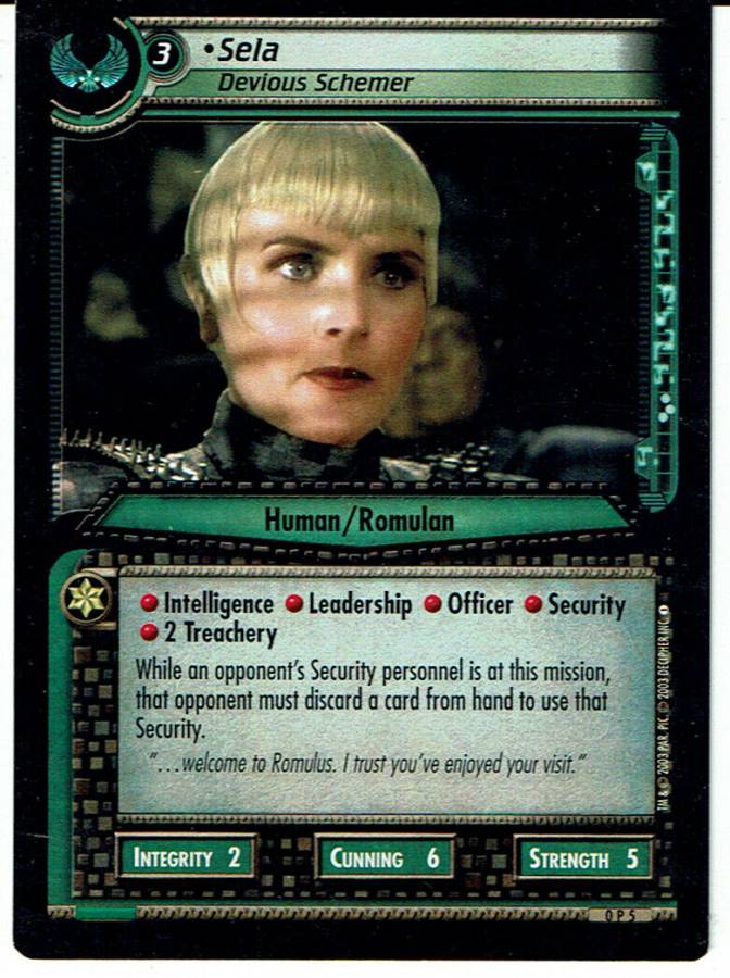 STAR TREK CCG 2E PROMO CARD 0P5, SELA