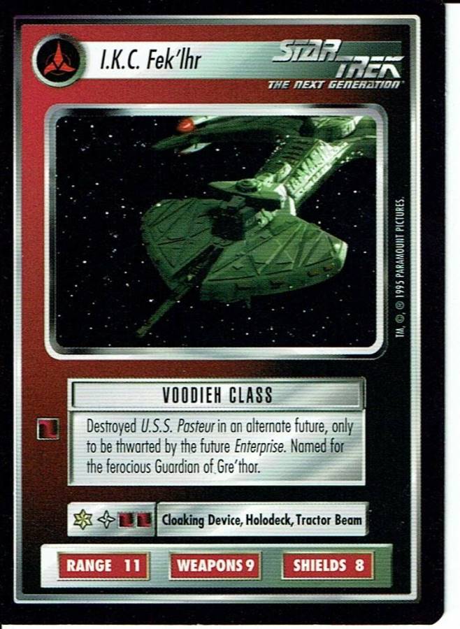 STAR TREK CCG ALTERNATE UNIVERSE RARE CARD I.K.C. FEK'LHR ex