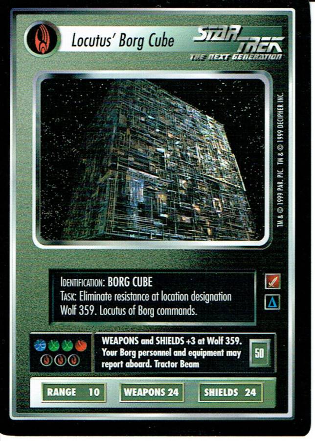 STAR TREK CCG BLAZE OF GLORY RARE CARD LOCUTUS' BORG CUBE lp