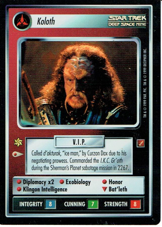 STAR TREK CCG BLAZE OF GLORY VERY RARE FOIL KOLOTH