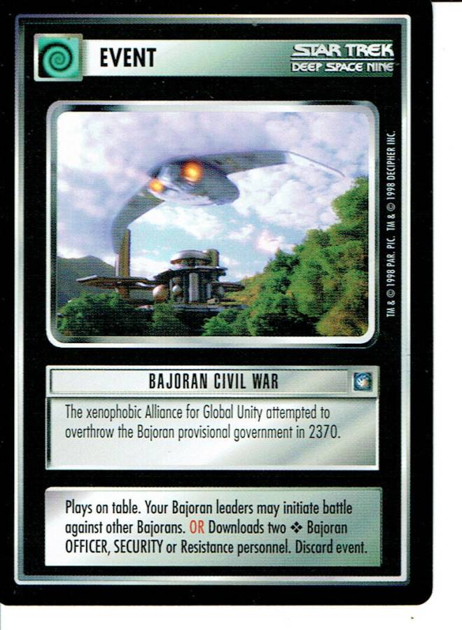 STAR TREK CCG DS9 RARE CARD BAJORAN CIVIL WAR lp