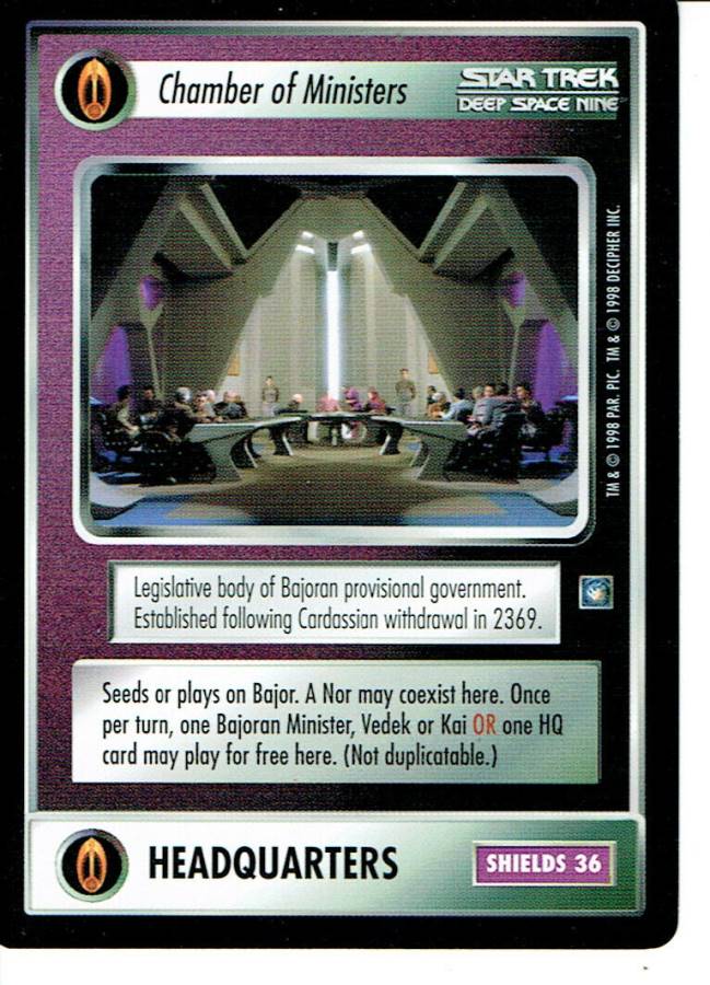 STAR TREK CCG DS9 RARE CARD CHAMBER OF MINISTERS