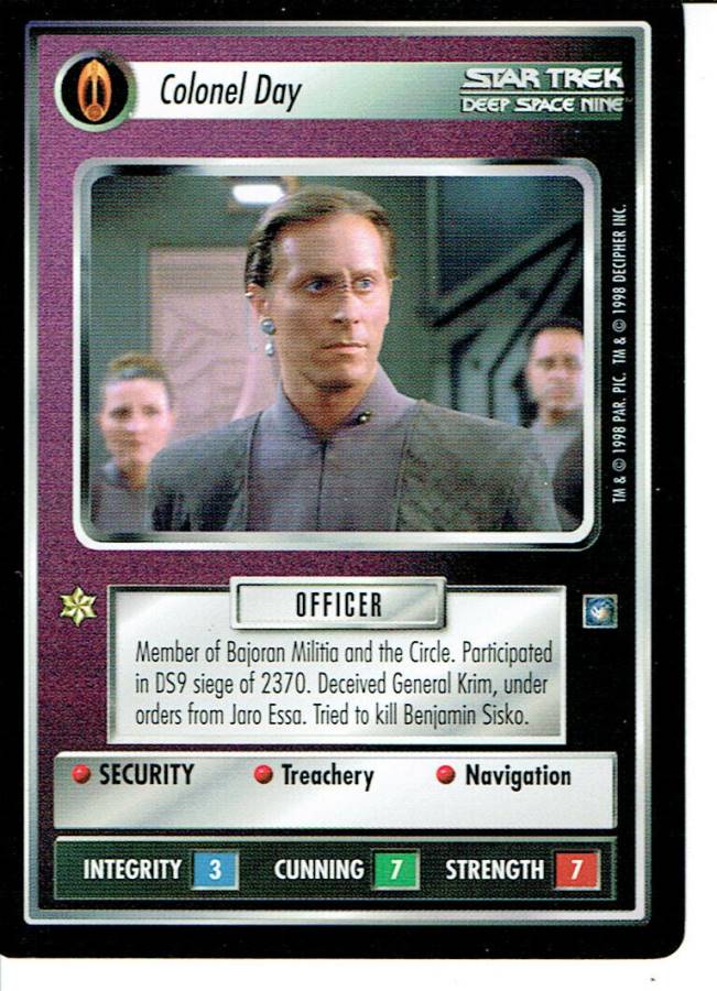 STAR TREK CCG DS9 RARE CARD COLONEL DAY lp