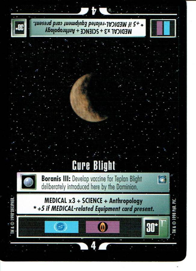 STAR TREK CCG DS9 RARE CARD CURE BLIGHT lp