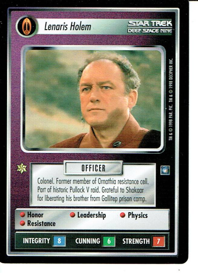 STAR TREK CCG DS9 RARE CARD LENARIS HOLEM lp