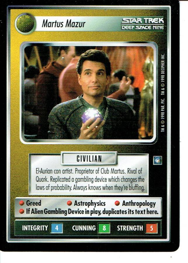 STAR TREK CCG DS9 RARE CARD MARTUS MAZUR lp