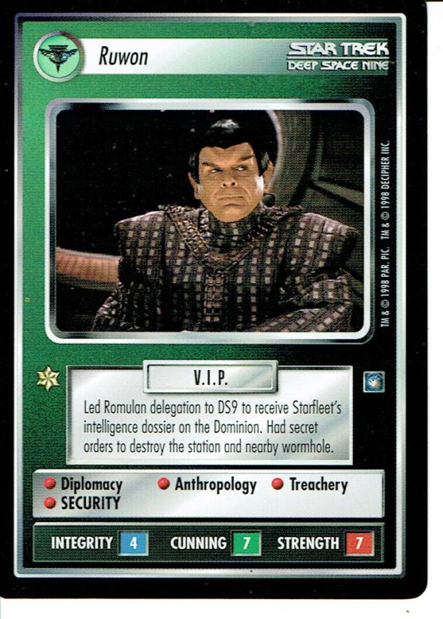 STAR TREK CCG DS9 RARE CARD RUWON