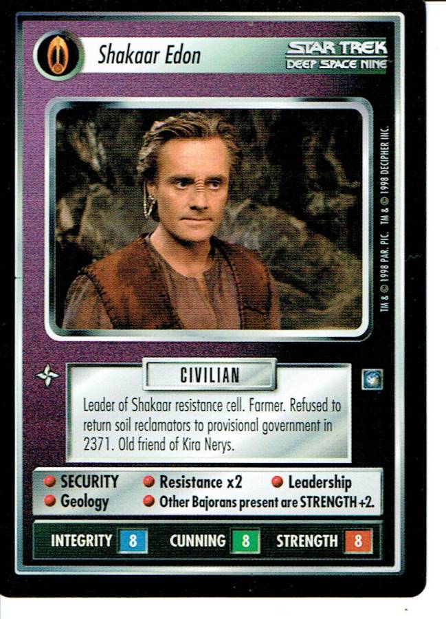STAR TREK CCG DS9 RARE CARD SHAKAAR EDON lp