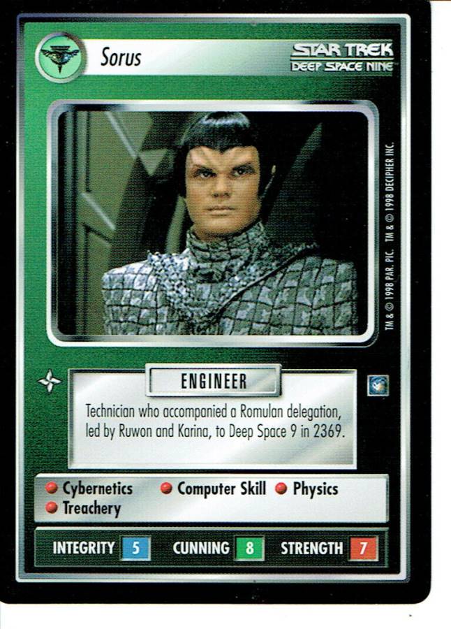 STAR TREK CCG DS9 RARE CARD SORUS lp