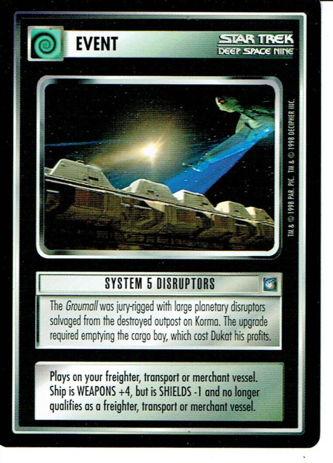 STAR TREK CCG DS9 RARE CARD SYSTEM 5 DISRUPTORS