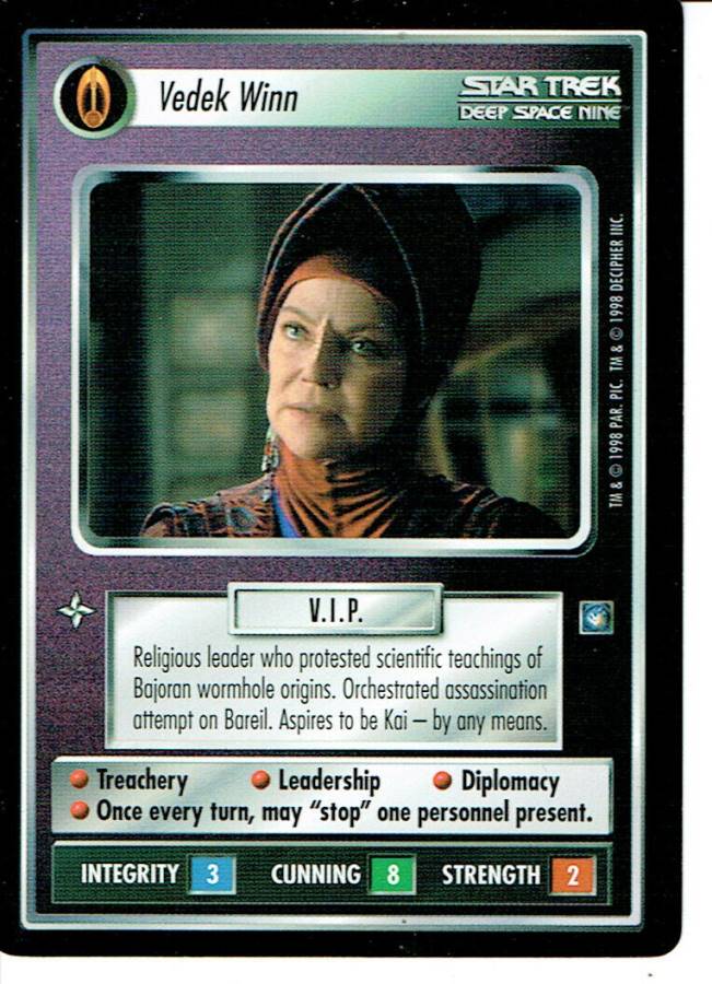 STAR TREK CCG DS9 RARE CARD VEDEK WINN lp