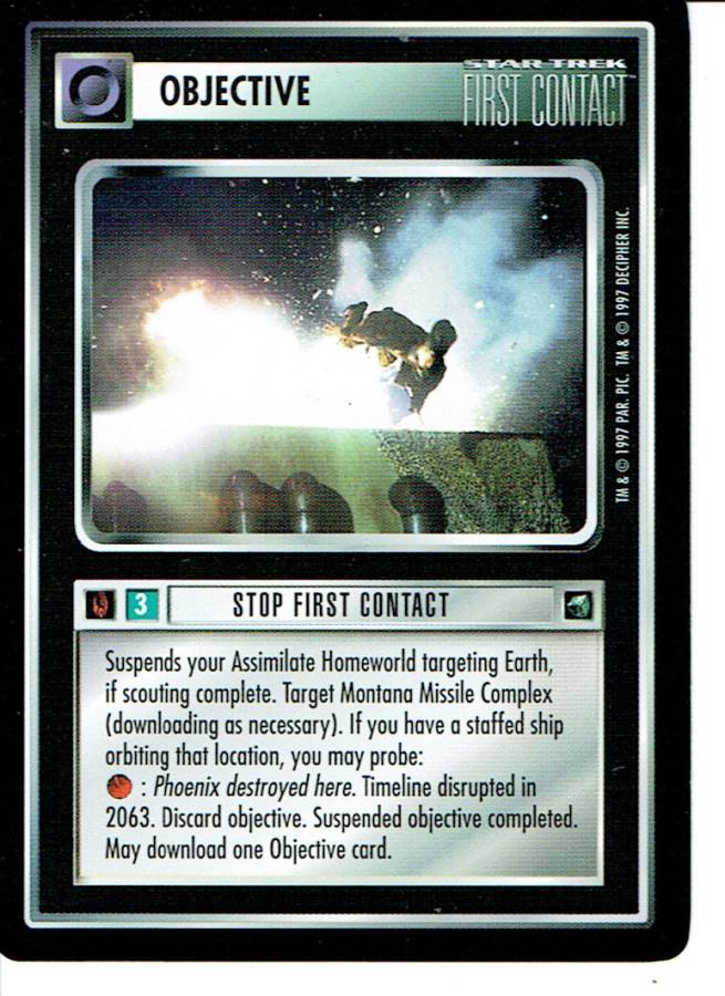STAR TREK CCG FIRST CONTACT RARE CARD STOP FIRST CONTACT