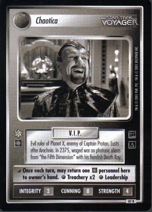 STAR TREK CCG HOLODECK RARE CARD CHAOTICA ex