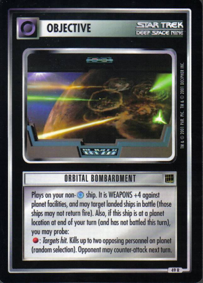 STAR TREK CCG HOLODECK RARE CARD ORBITAL BOMBARDMENT ex