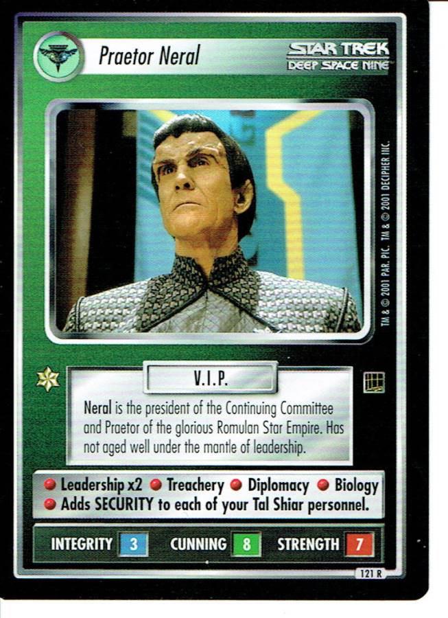 STAR TREK CCG HOLODECK RARE CARD PRAETOR NERAL