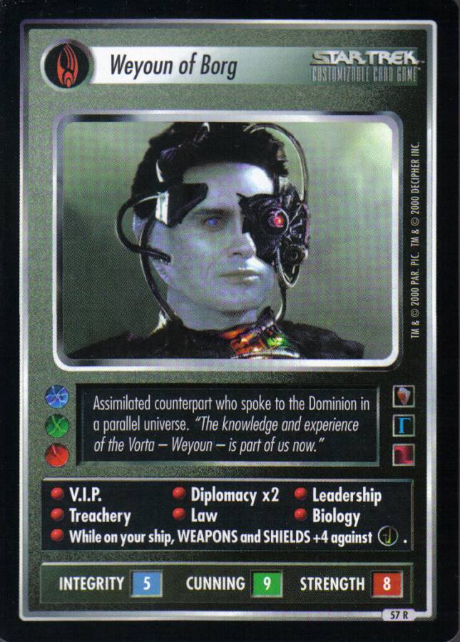 STAR TREK CCG MIRROR MIRROR RARE CARD WEYOUN OF BORG