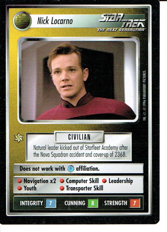 STAR TREK CCG Q CONTINUUM RARE CARD NICK LOCARNO