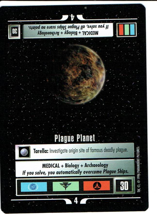 STAR TREK CCG Q CONTINUUM RARE CARD PLAGUE PLANET ex