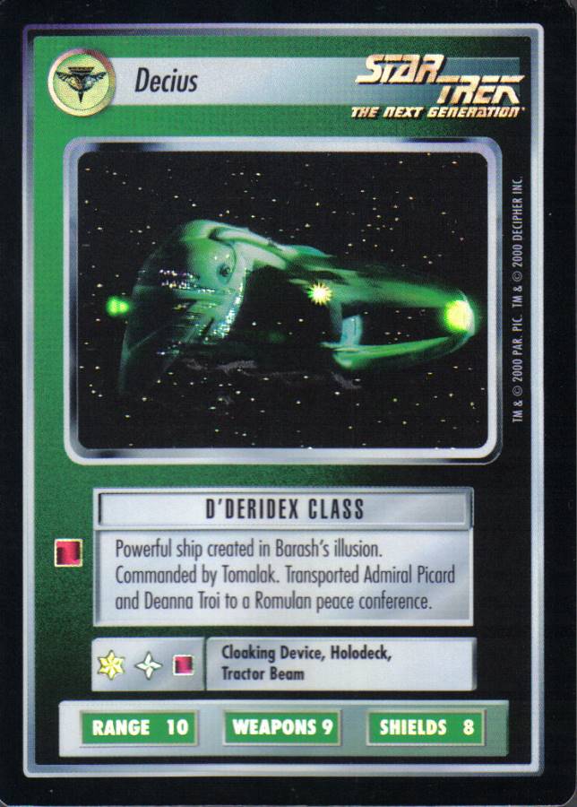 STAR TREK CCG REFLECTIONS VERY RARE DECIUS