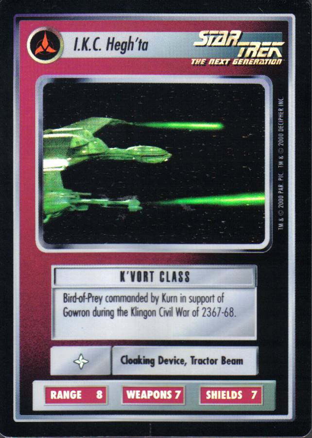 STAR TREK CCG REFLECTIONS VERY RARE I.K.C. HEGH'TA