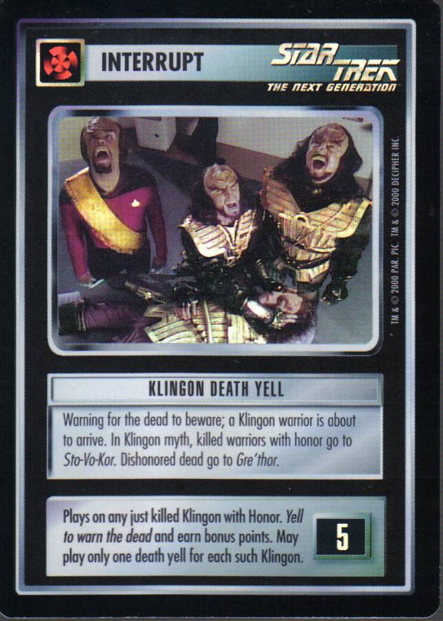 STAR TREK CCG REFLECTIONS VERY RARE KLINGON DEATH YELL