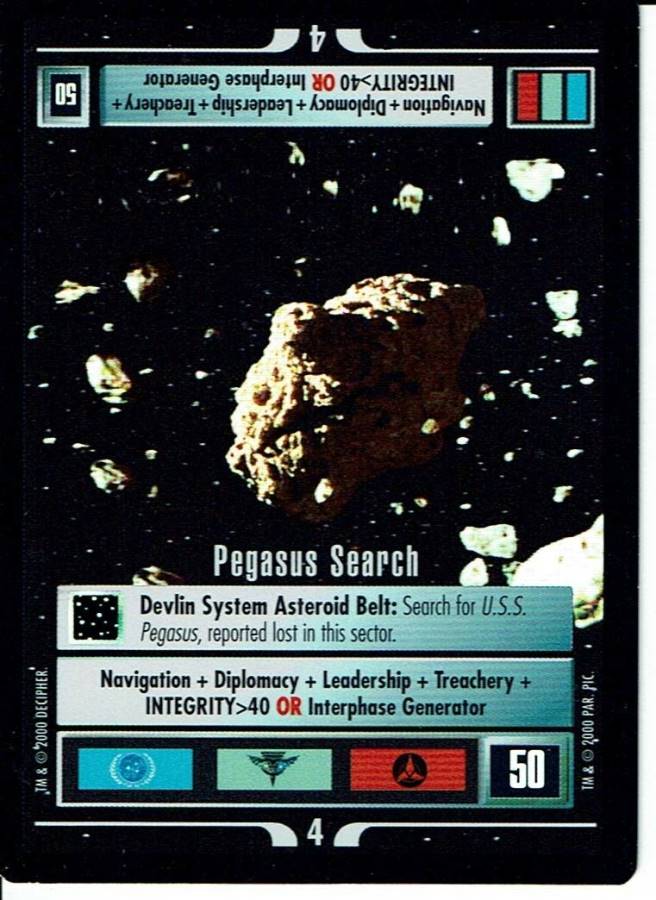 STAR TREK CCG REFLECTIONS VERY RARE PEGASUS SEARCH