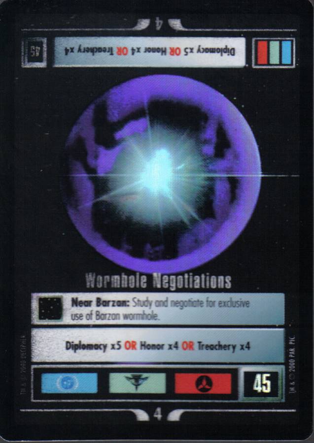 STAR TREK CCG REFLECTIONS VERY RARE WORMHOLE NEGOTIATIONS ex