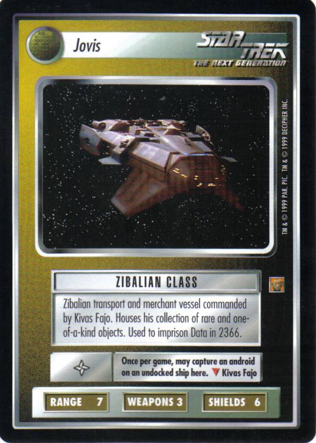 STAR TREK CCG RULES OF ACQUISITION RARE CARD JOVIS