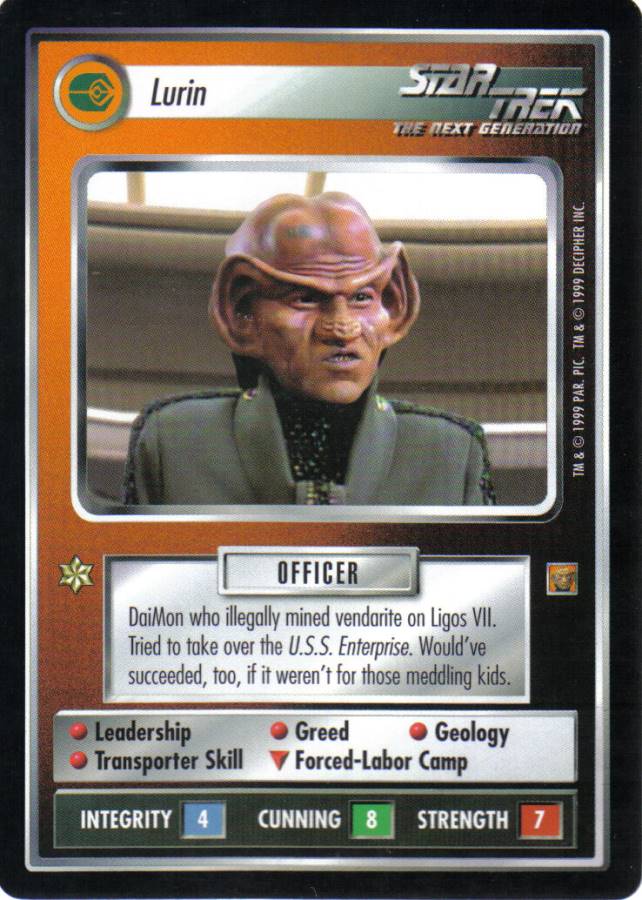 STAR TREK CCG RULES OF ACQUISITION RARE CARD LURIN