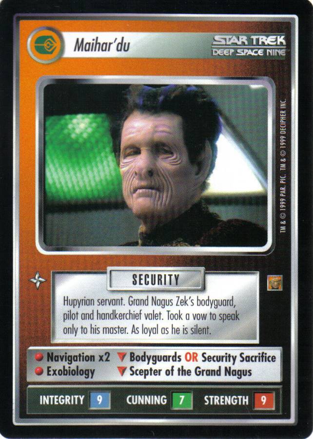 STAR TREK CCG RULES OF ACQUISITION RARE CARD MAIHAR'DU