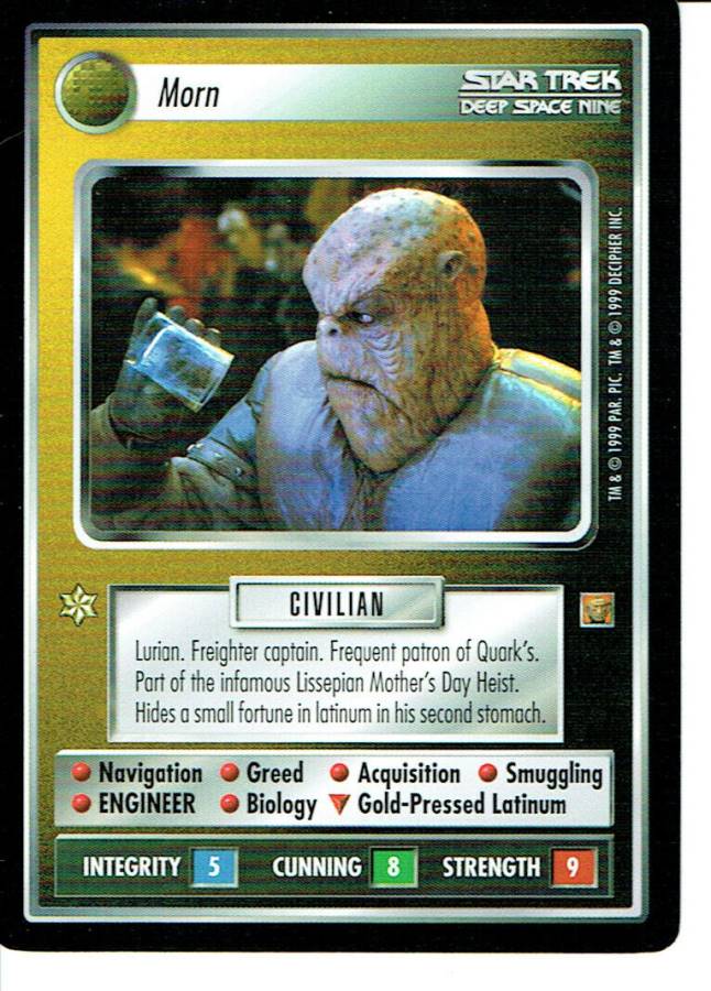 STAR TREK CCG RULES OF ACQUISITION RARE CARD MORN